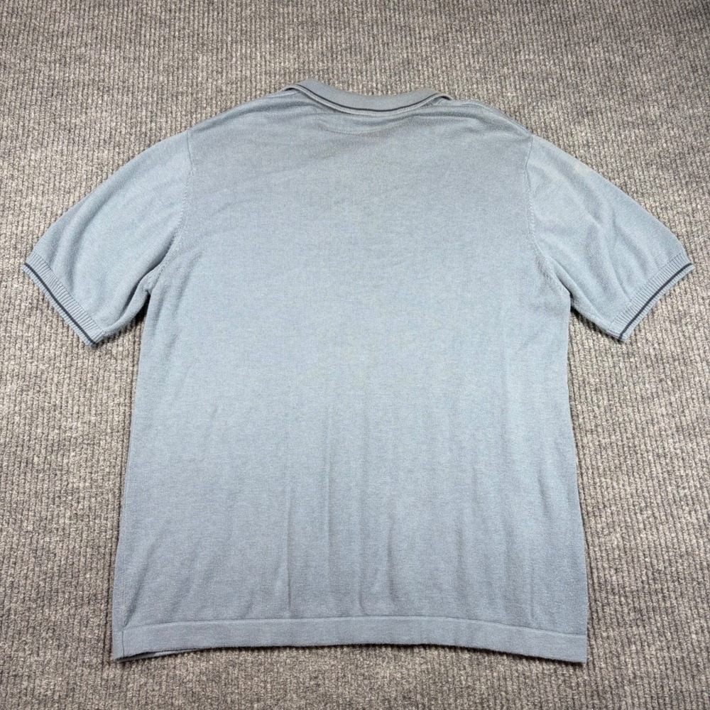 Pierre Cardin Shirt Mens L Blue Striped Knit Polo Short Sleeve Cotton Blend - Picture 4 of 7